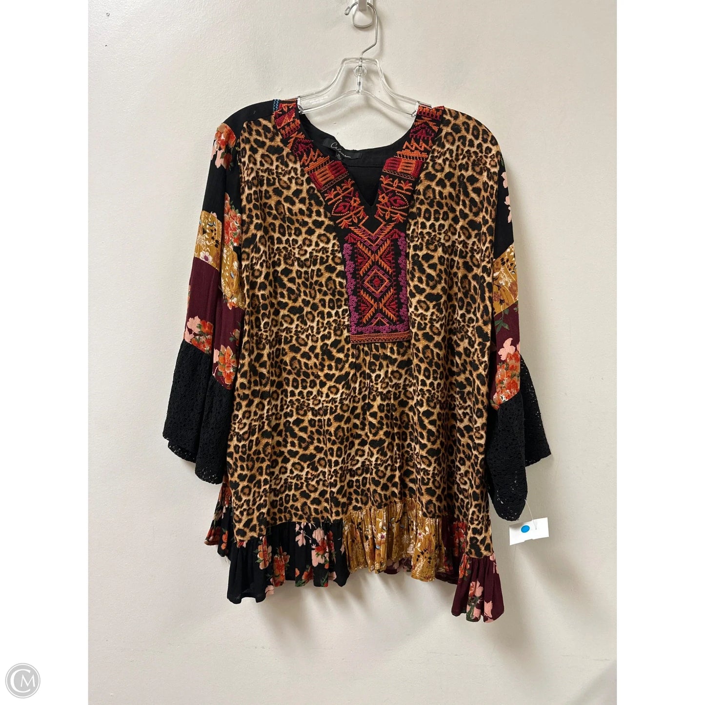 Tunic Long Sleeve By Calessa In Black, Size: Xl