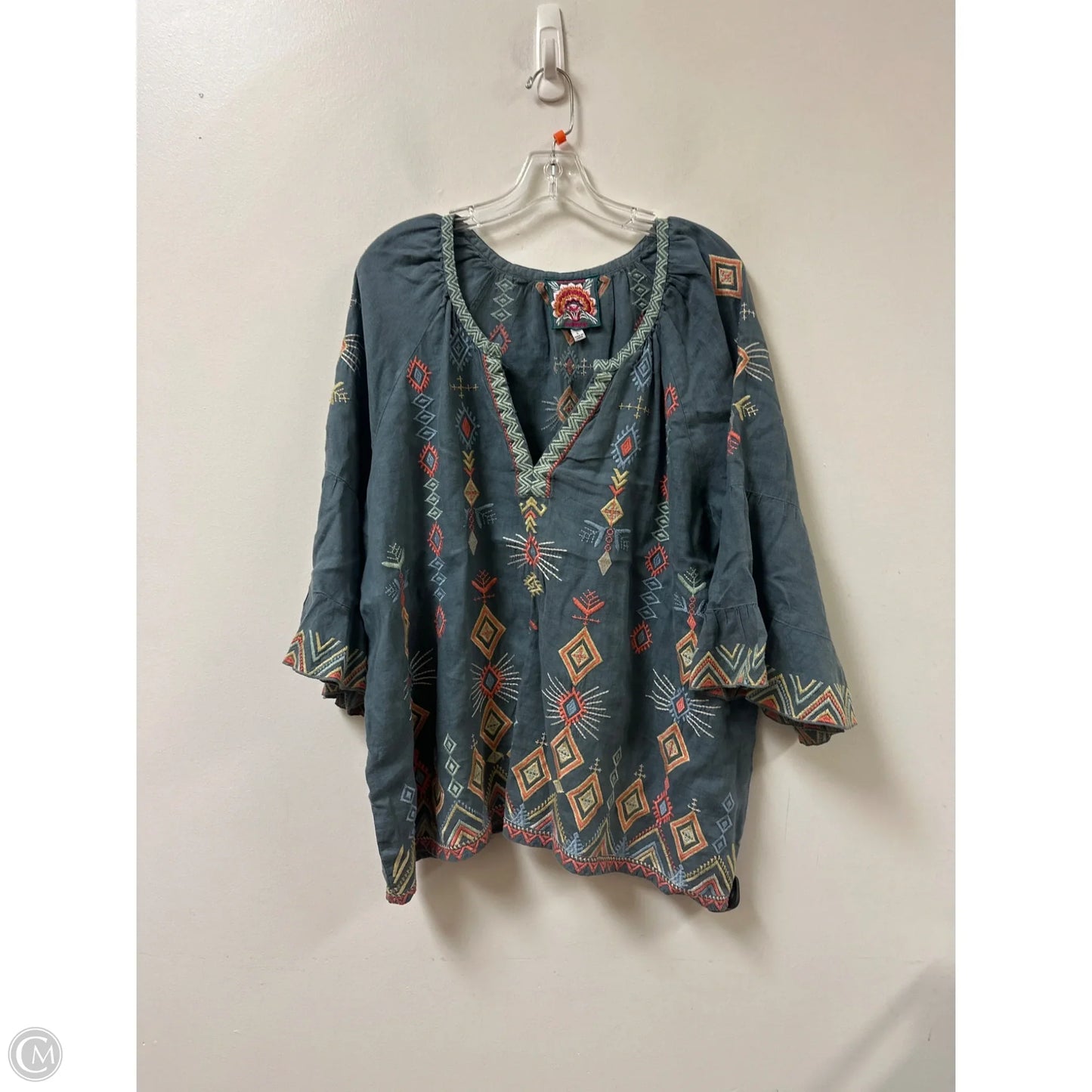 Tunic Long Sleeve By Johnny Was In Grey, Size: L