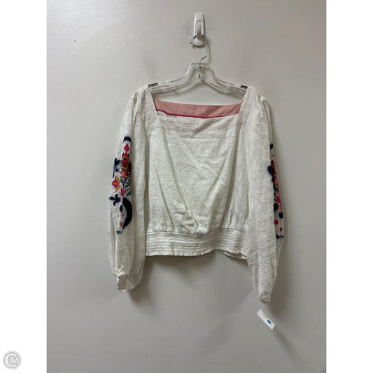 Top Long Sleeve By Anthropologie In White, Size: L