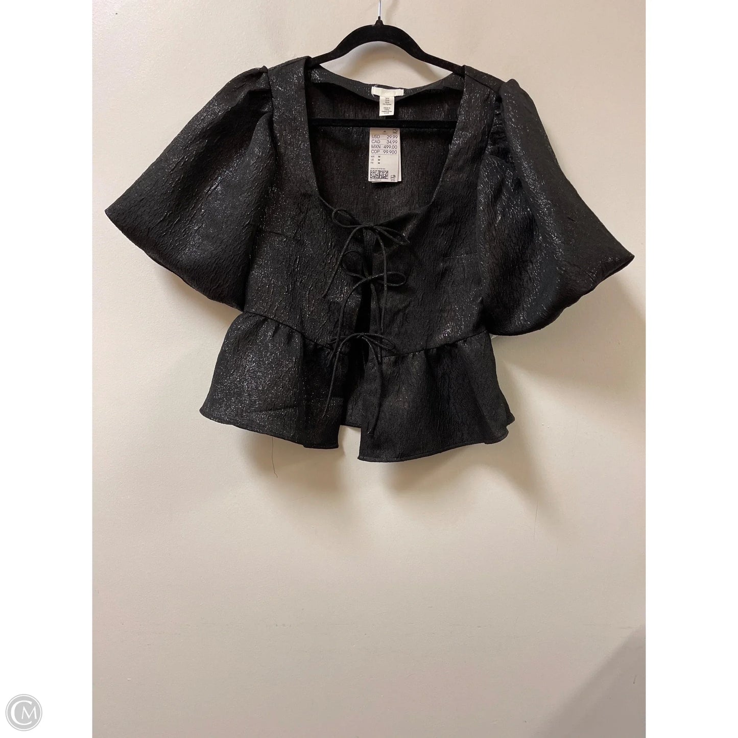 Top Short Sleeve By H&m In Black, Size: M
