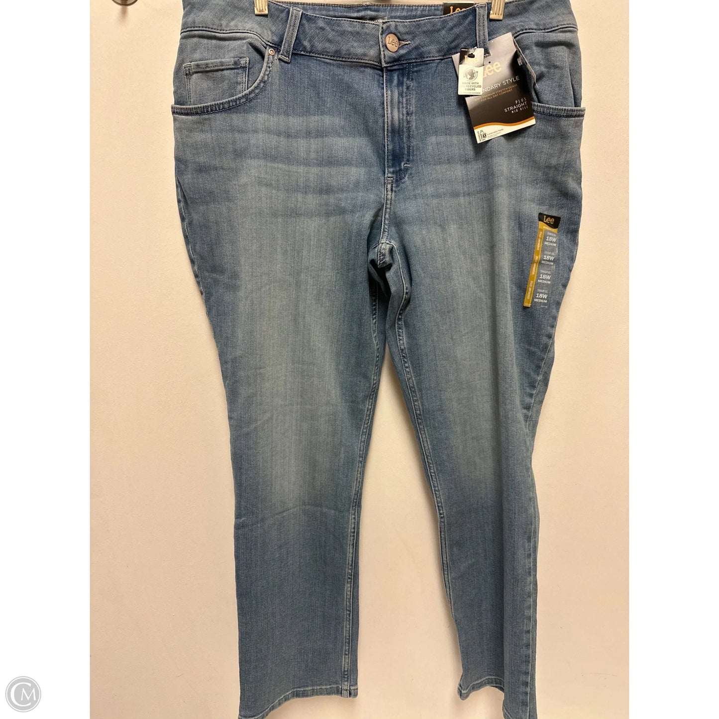 Jeans Straight By Lee In Blue Denim, Size: 18