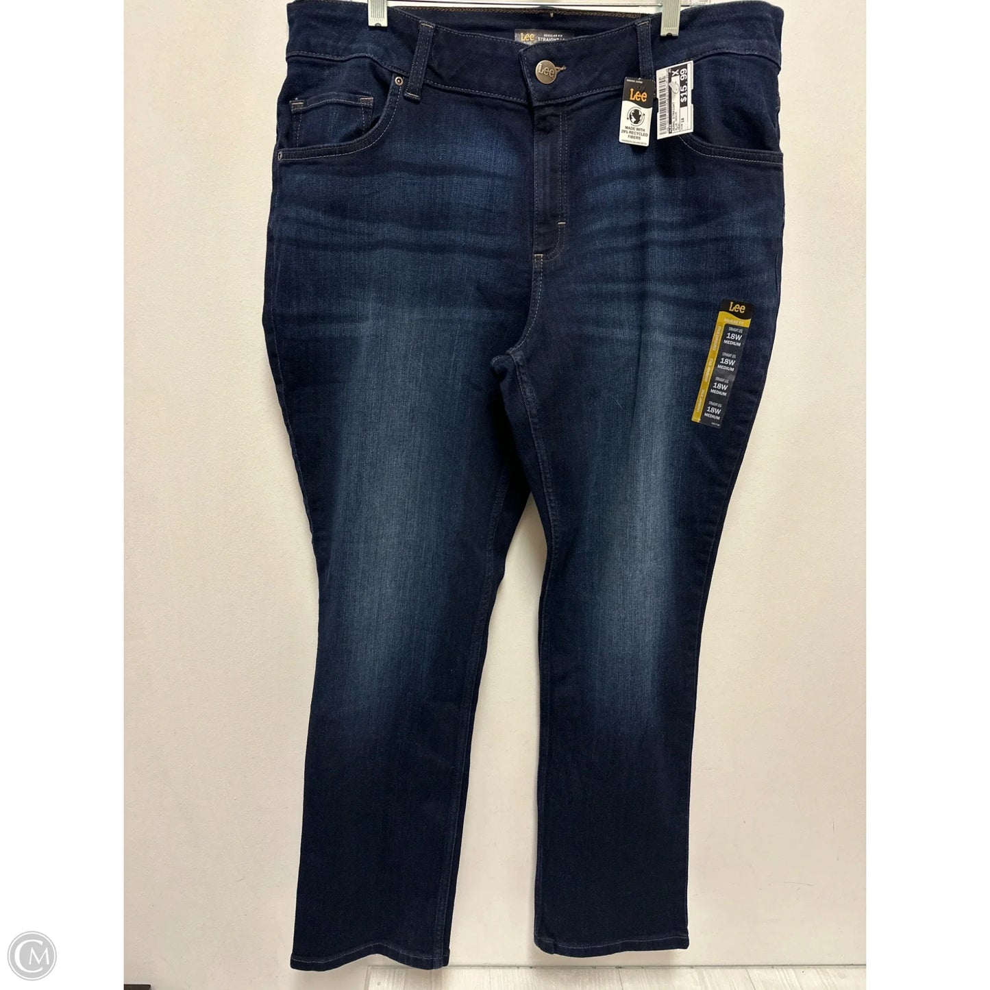Jeans Straight By Lee In Blue Denim, Size: 18