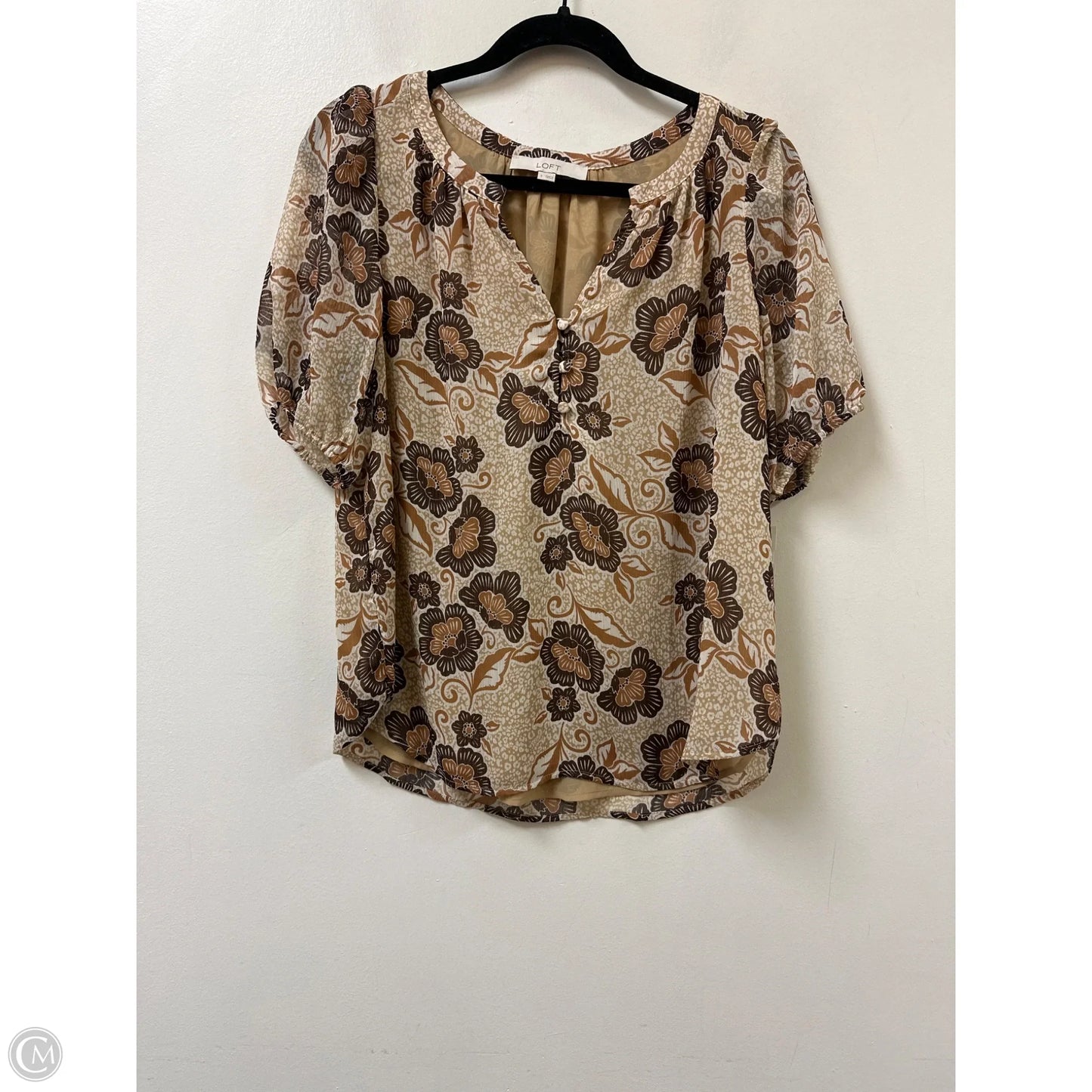 Top Short Sleeve By Loft In Brown, Size: S