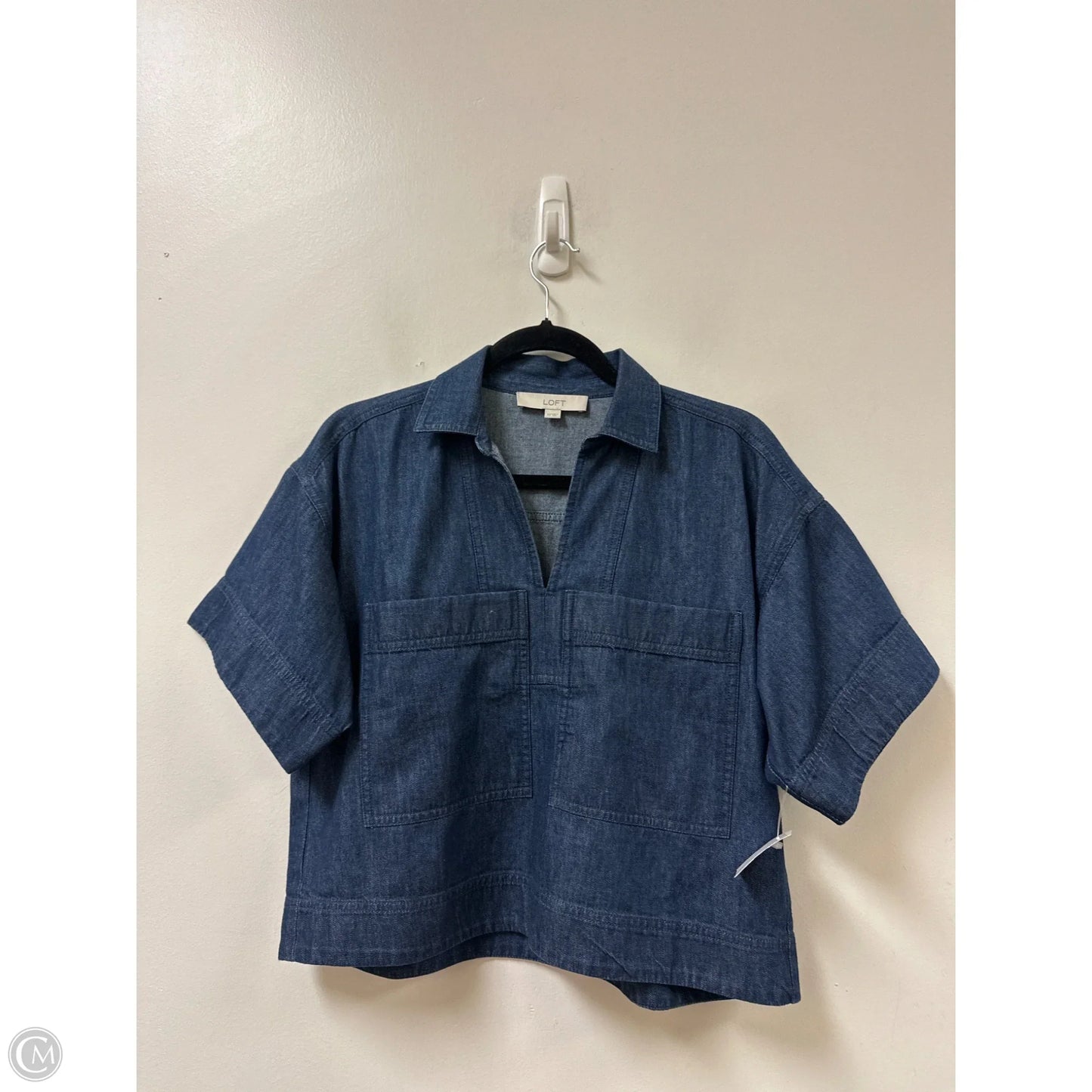 Top Short Sleeve By Loft In Blue Denim, Size: Xs