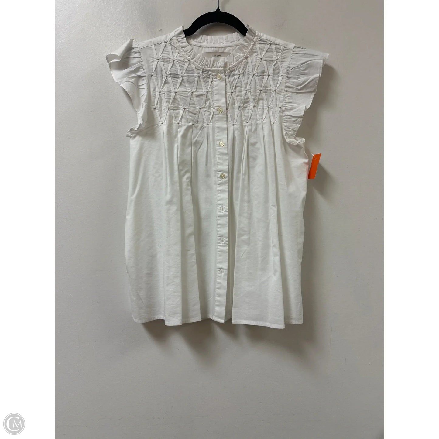 Blouse Short Sleeve By Loft In White, Size: M