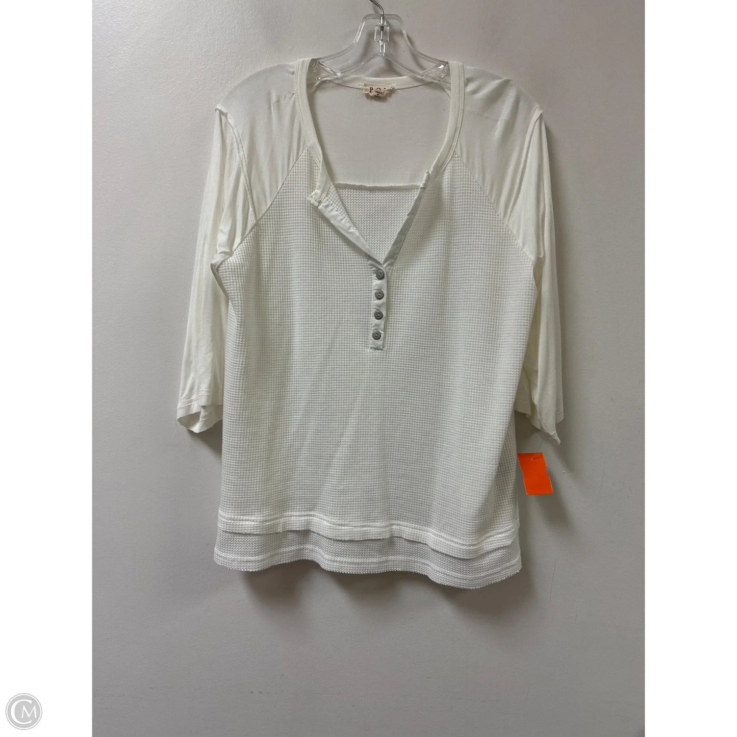 Top Long Sleeve By Pol In White, Size: L
