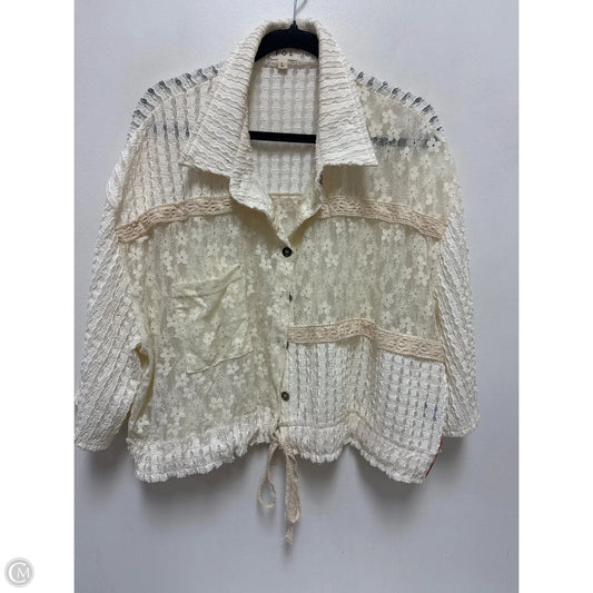 Blouse Long Sleeve By Pol In Cream, Size: L