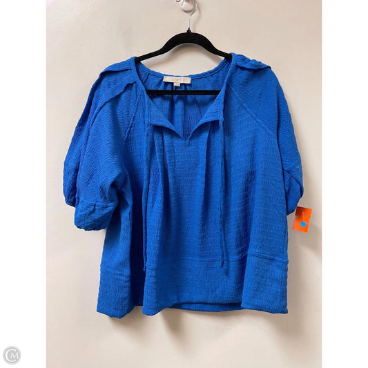 Top Short Sleeve By Loft In Blue, Size: L