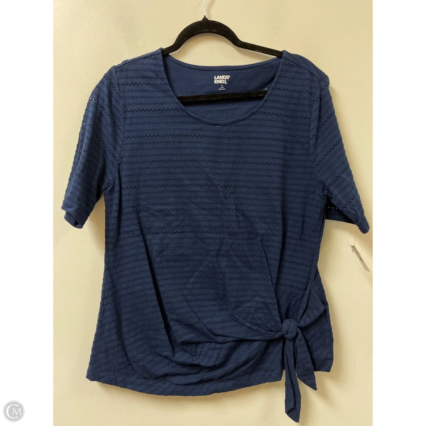 Top Short Sleeve By Lands End In Navy, Size: L