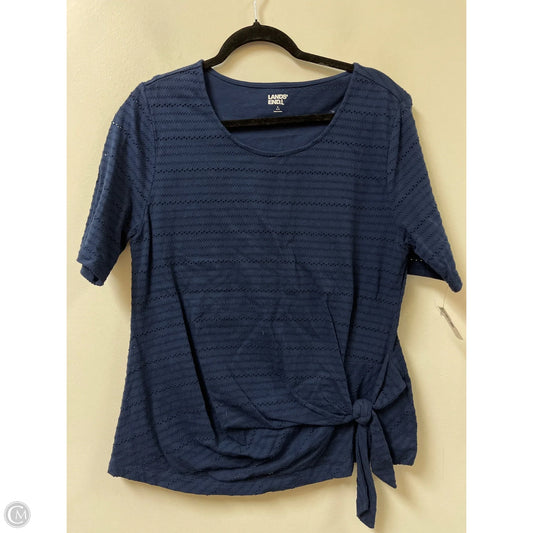 Top Short Sleeve By Lands End In Navy, Size: L
