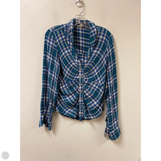 Blouse Long Sleeve By Pilcro In Blue, Size: S