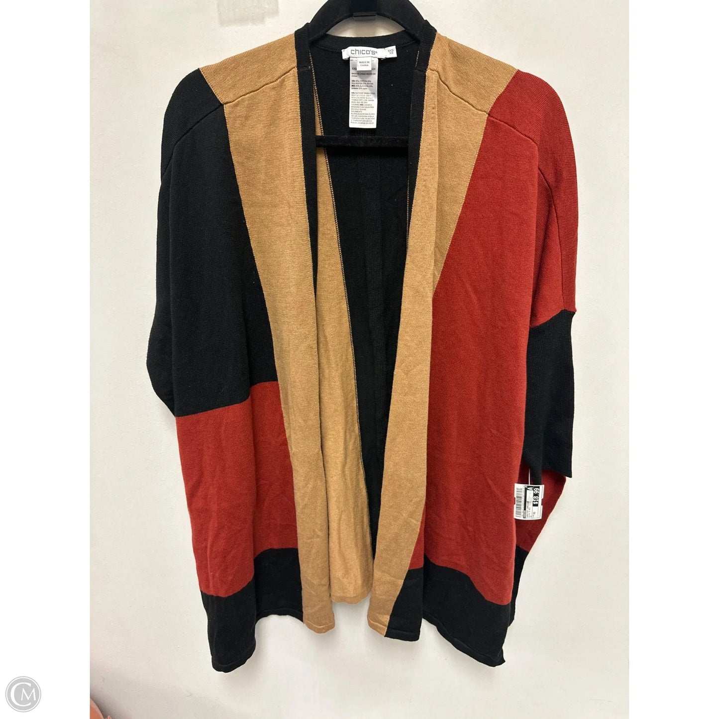 Sweater Cardigan By Chicos In Black & Red, Size: Xs