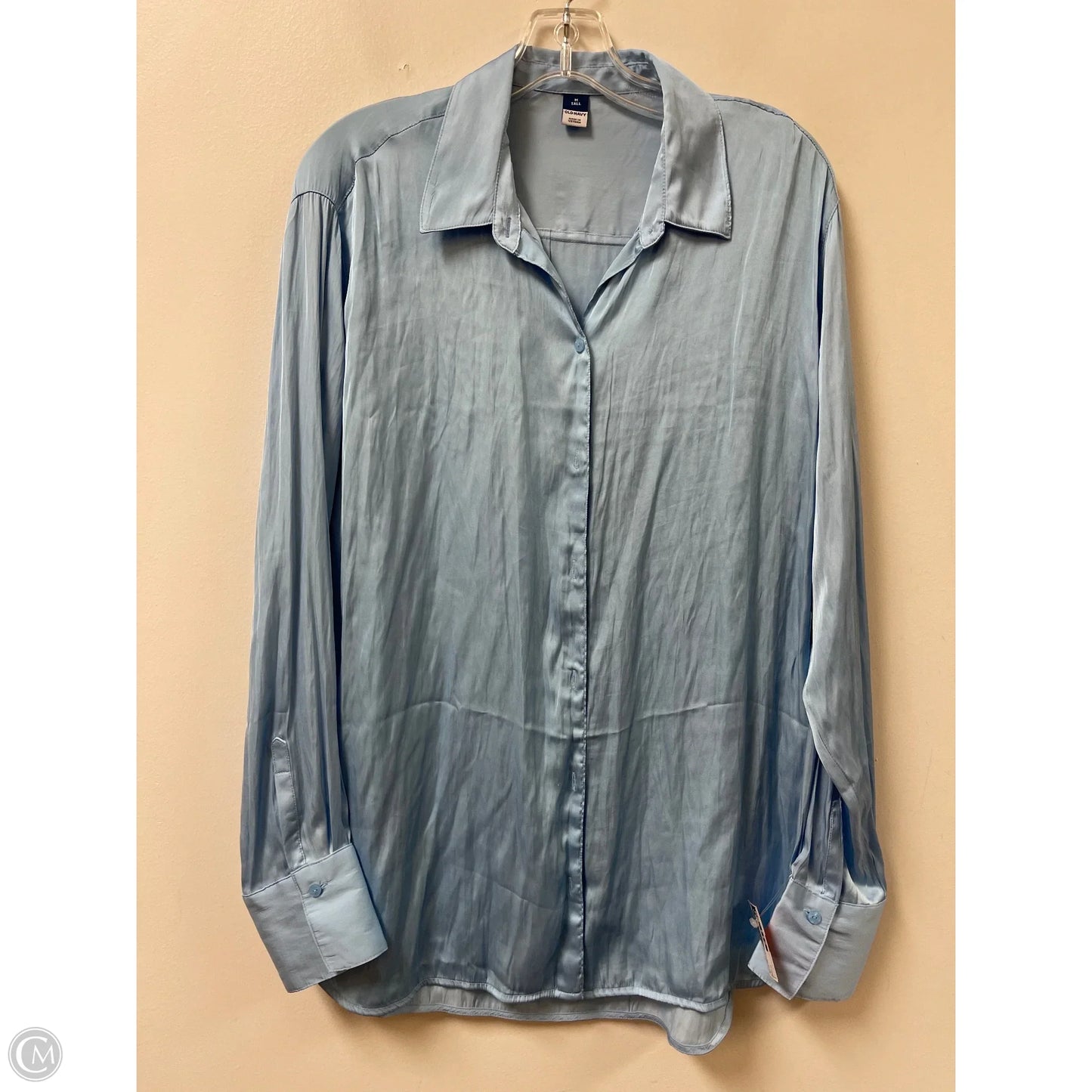 Blouse Long Sleeve By Old Navy In Blue, Size: M