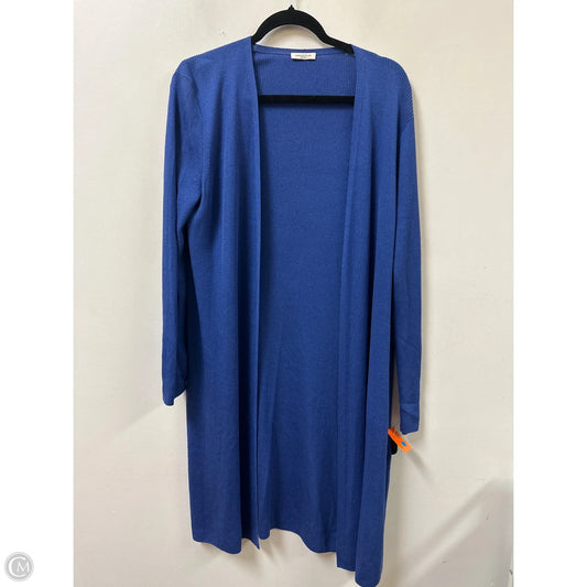 Sweater Cardigan Designer By Lafayette 148 In Blue, Size: L