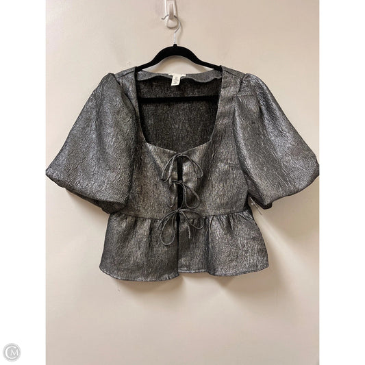 Blouse Short Sleeve By H&m In Silver, Size: M