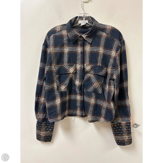 Blouse Long Sleeve By Life In Navy, Size: L