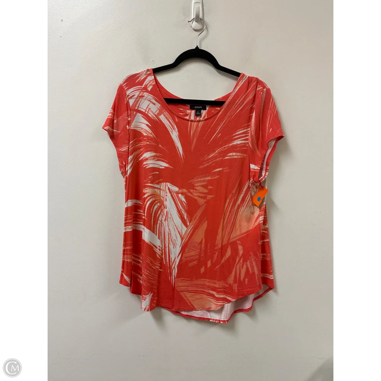 Top Short Sleeve By Alfani In Coral, Size: Xl