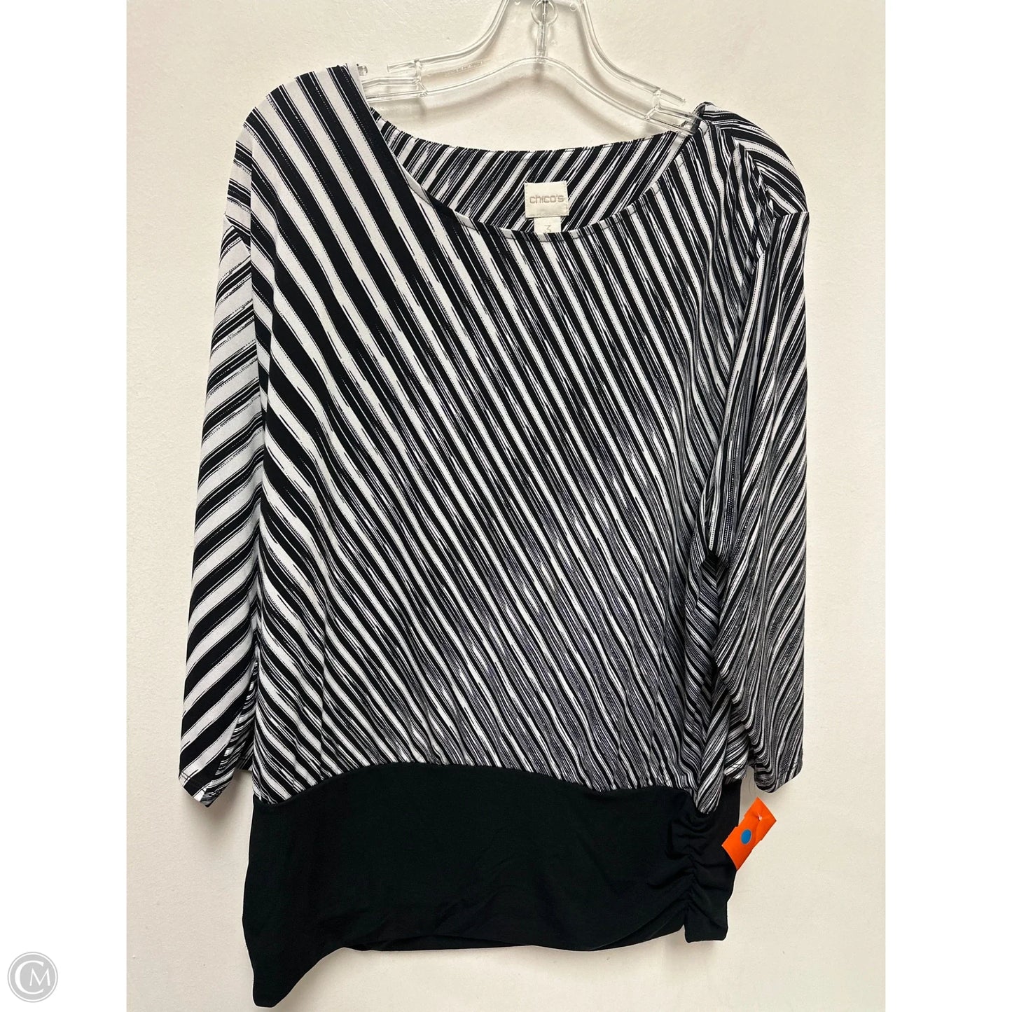 Tunic Long Sleeve By Chicos In Black & White, Size: Xl