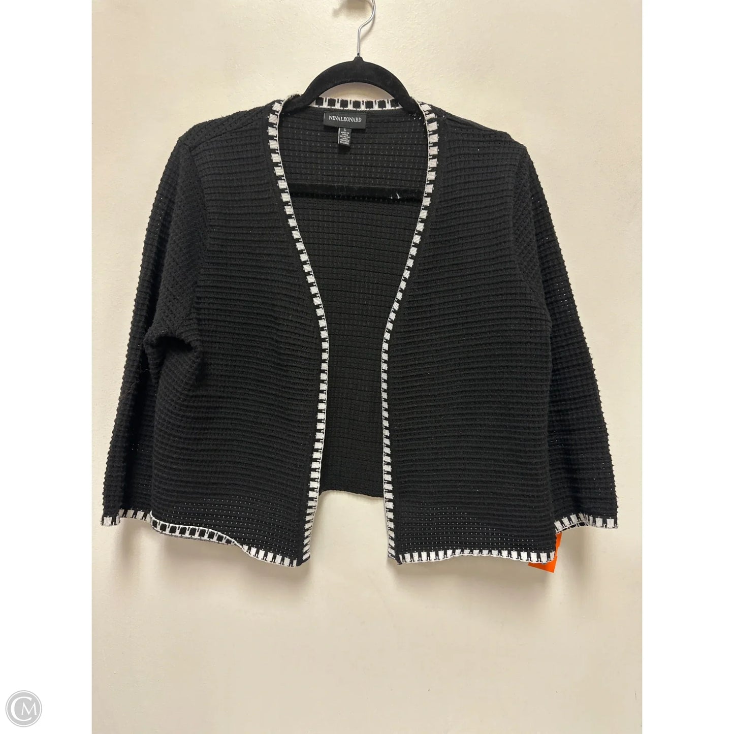 Sweater Cardigan By Nina Leonard In Black, Size: L