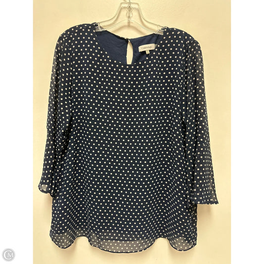 Top Long Sleeve By Calvin Klein In Navy, Size: L