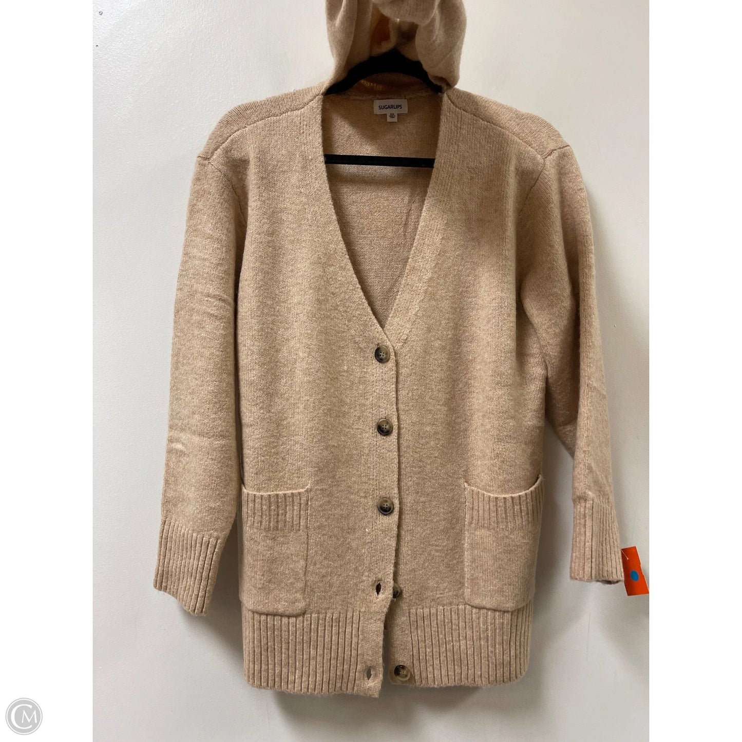 Sweater Cardigan By Sugar Lips In Cream, Size: Xs