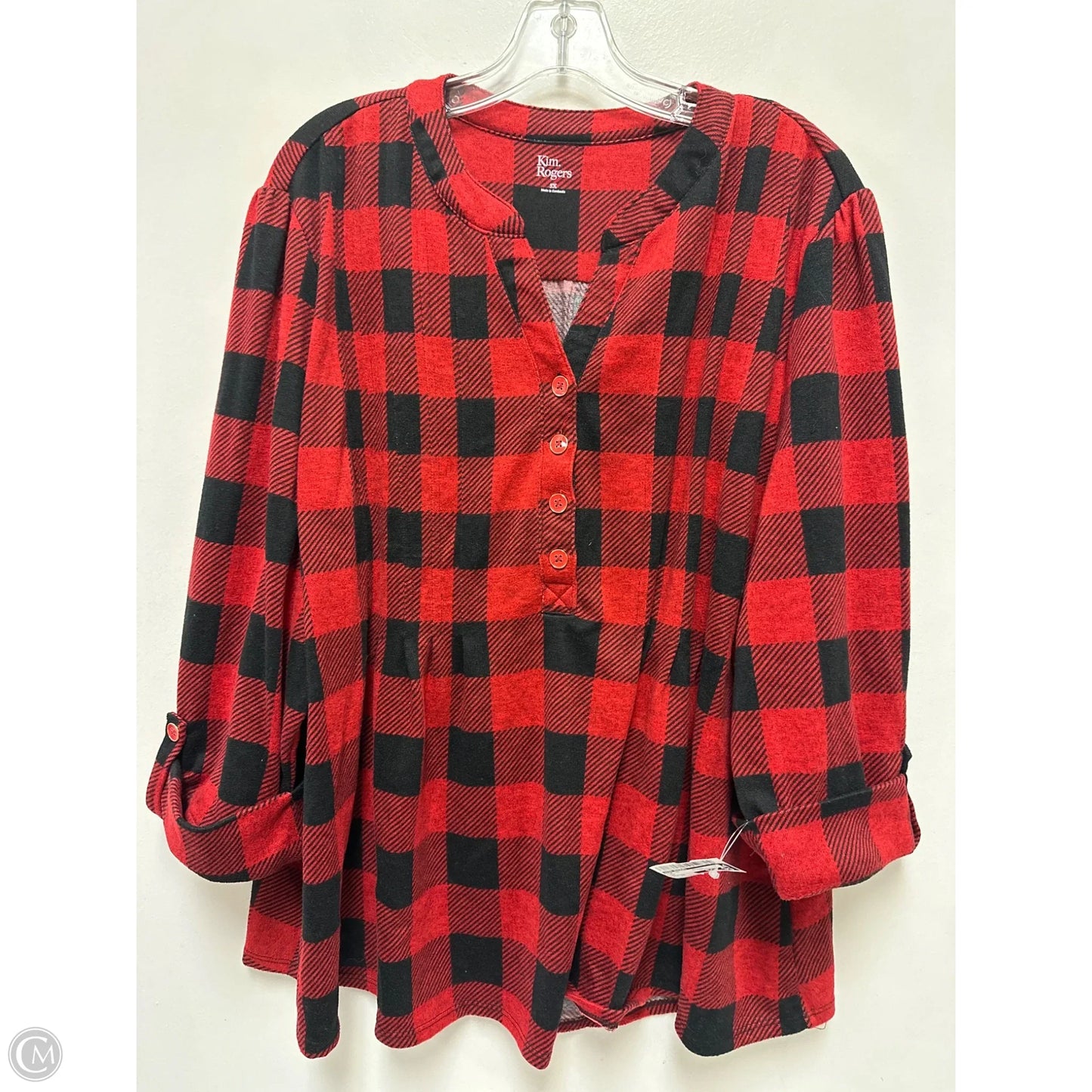Top Long Sleeve By Kim Rogers In Red, Size: 3x