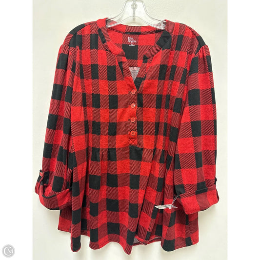 Top Long Sleeve By Kim Rogers In Red, Size: 3x