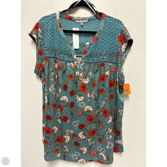 Top Short Sleeve By Daniel Rainn In Floral Print, Size: 2x
