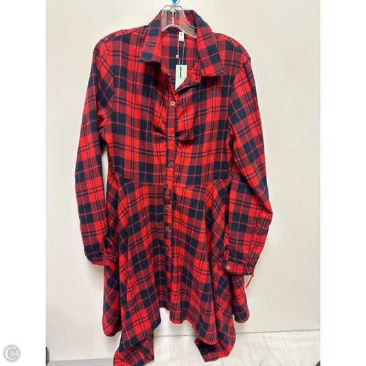 Dress Casual Midi By Clothes Mentor In Blue & Red, Size: 1x