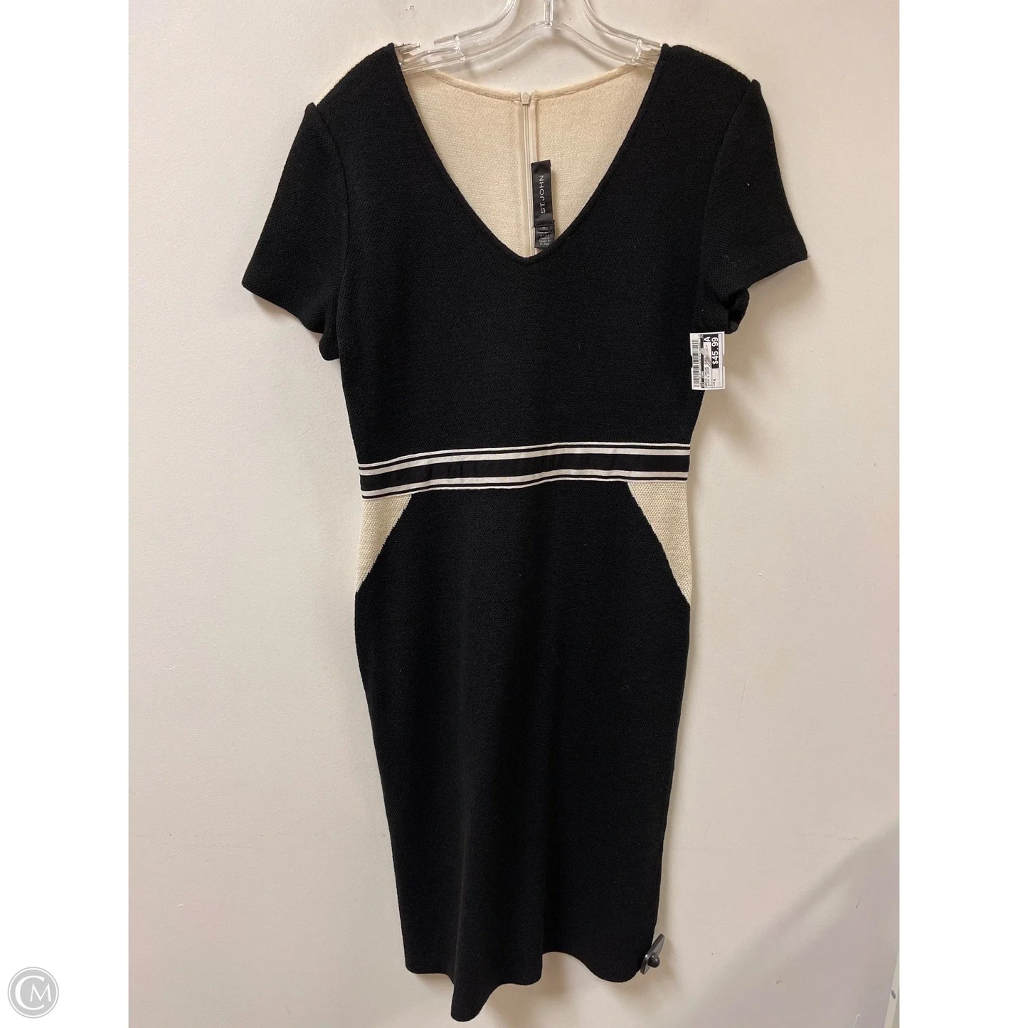 Dress Casual Midi By St. John In Black & Cream, Size: M