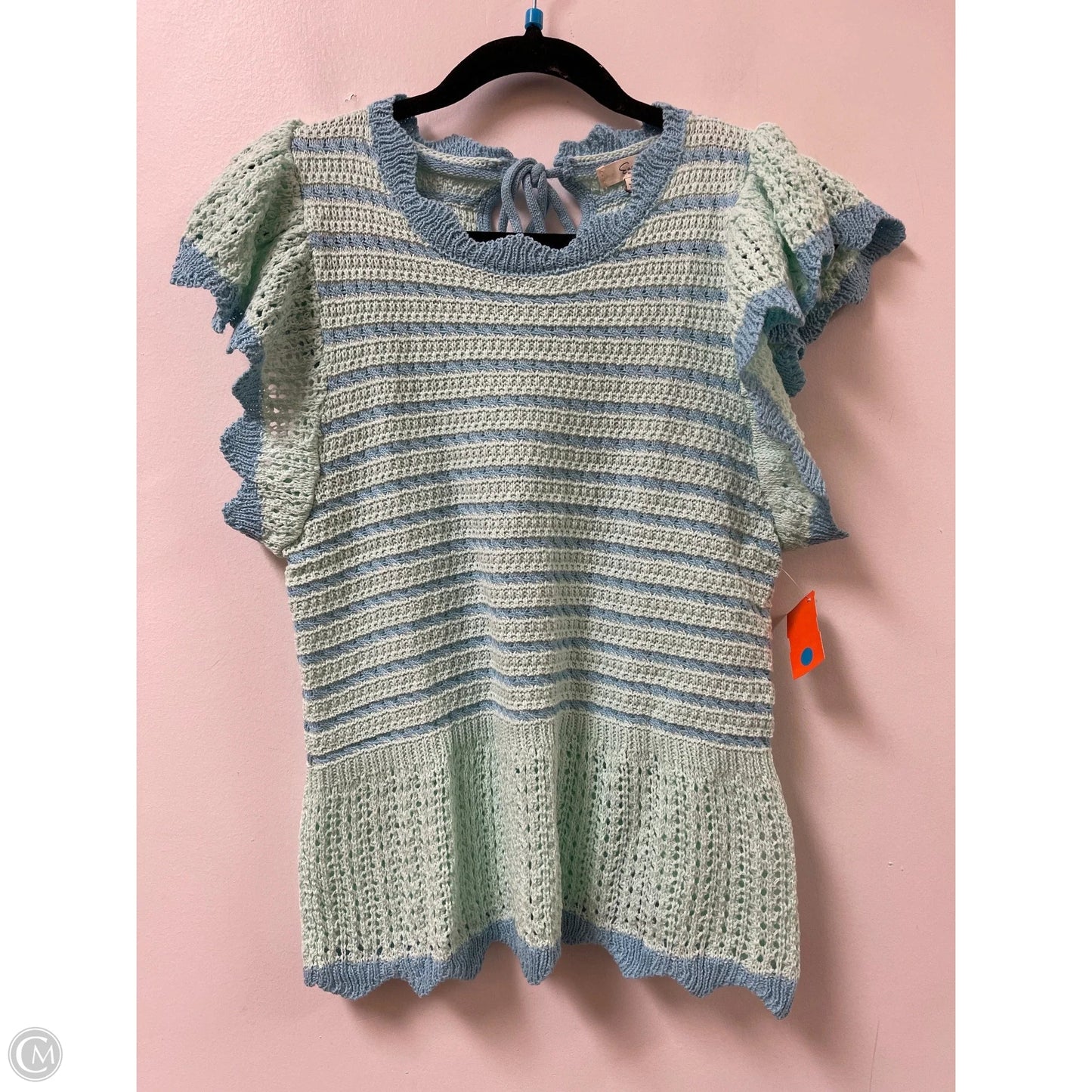 Sweater Short Sleeve By Easel In Blue & Green, Size: S