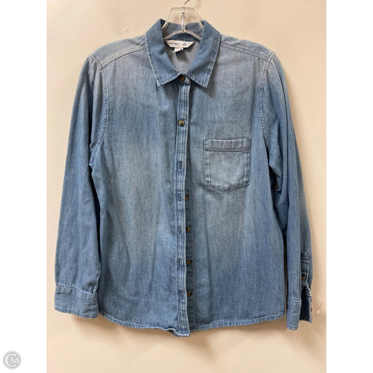 Blouse Long Sleeve By Old Navy In Blue Denim, Size: L