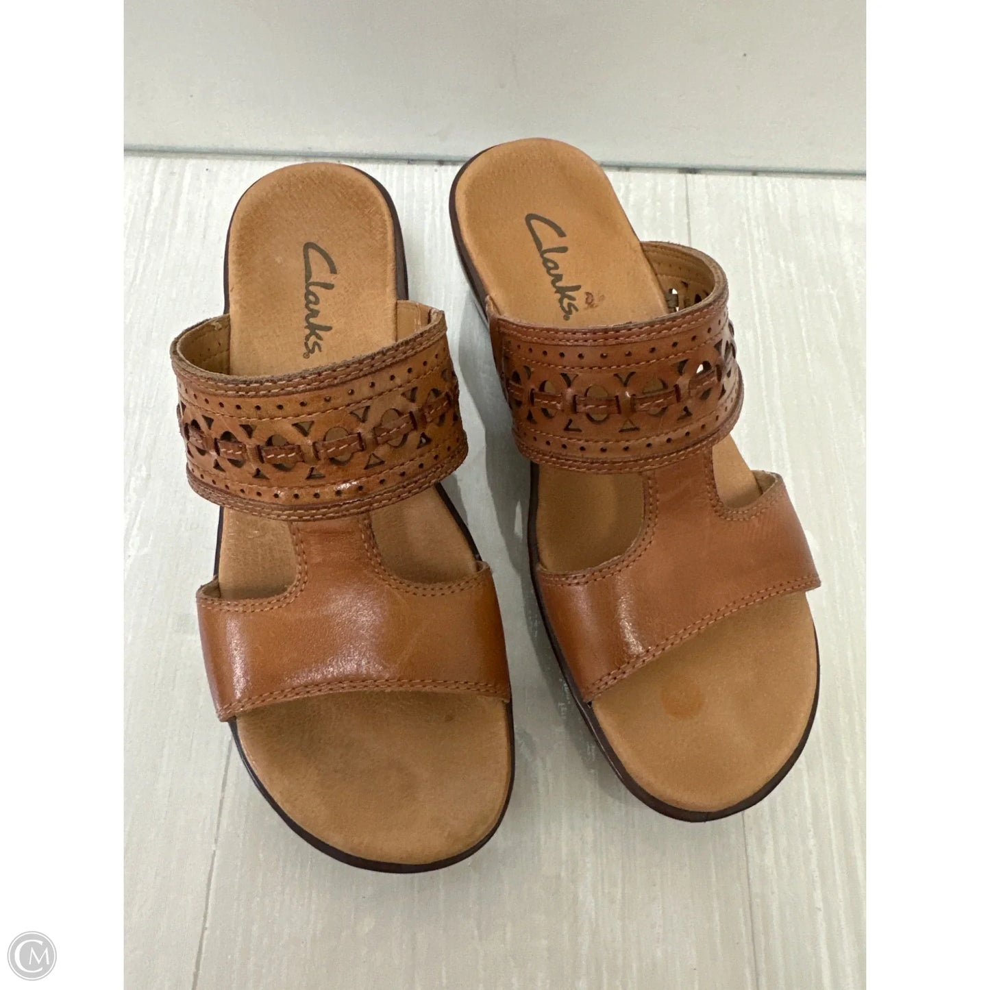 Sandals Heels Wedge By Clarks In Brown, Size: 6.5