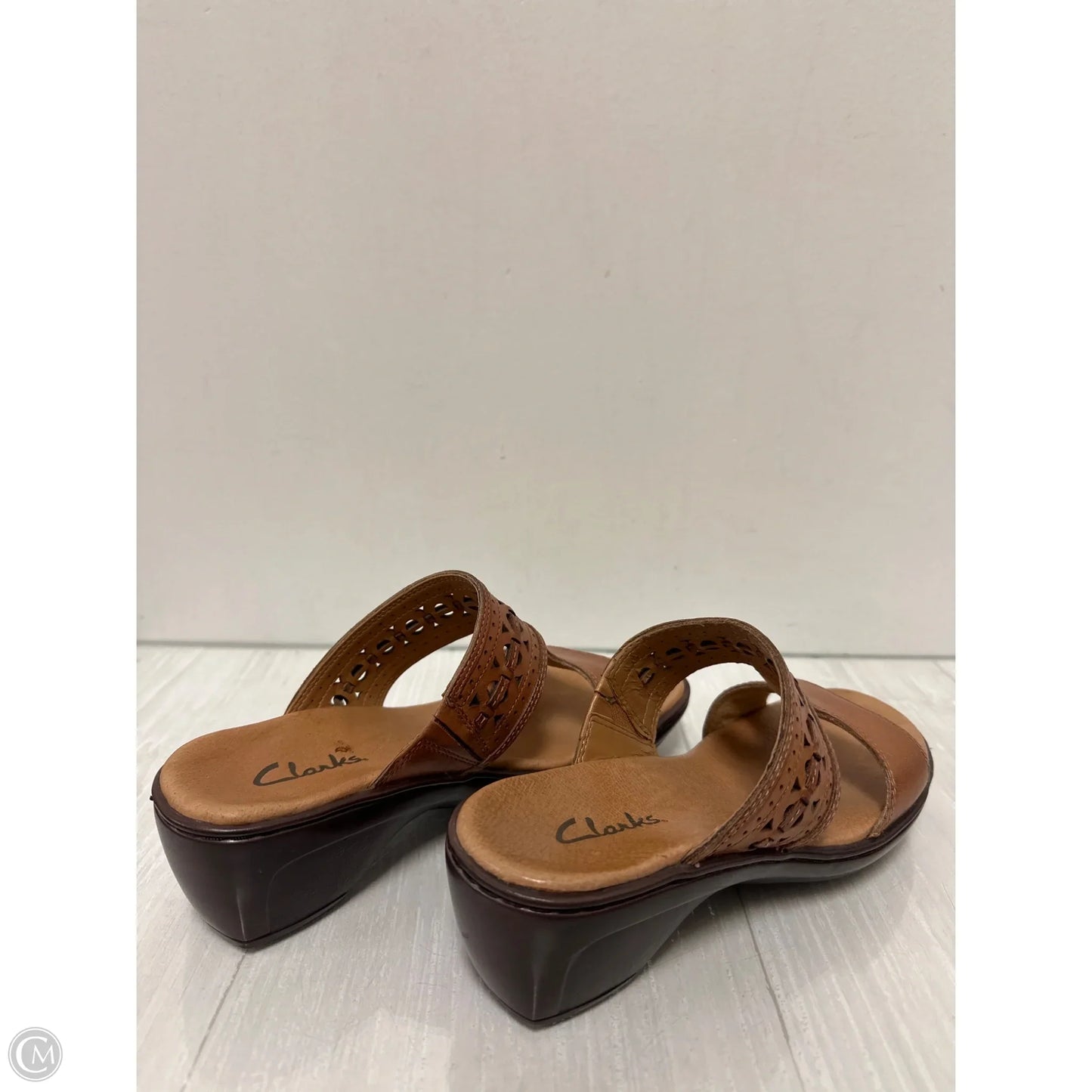 Sandals Heels Wedge By Clarks In Brown, Size: 6.5