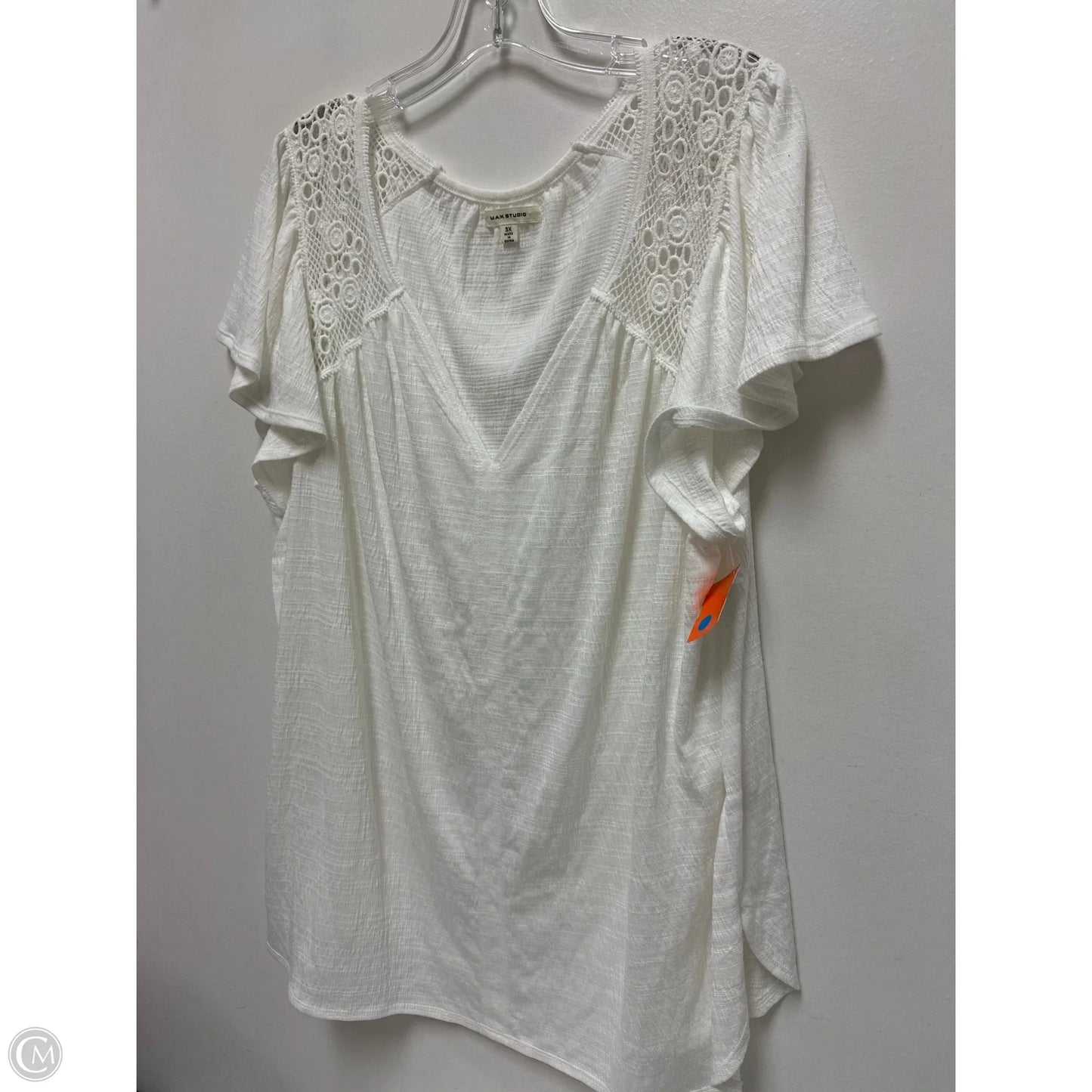 Top Short Sleeve By Max Studio In Cream, Size: 3x