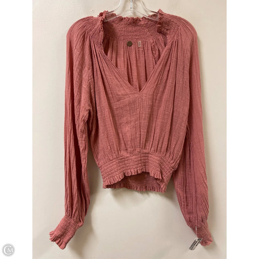 Top Long Sleeve By Free People In Pink, Size: S