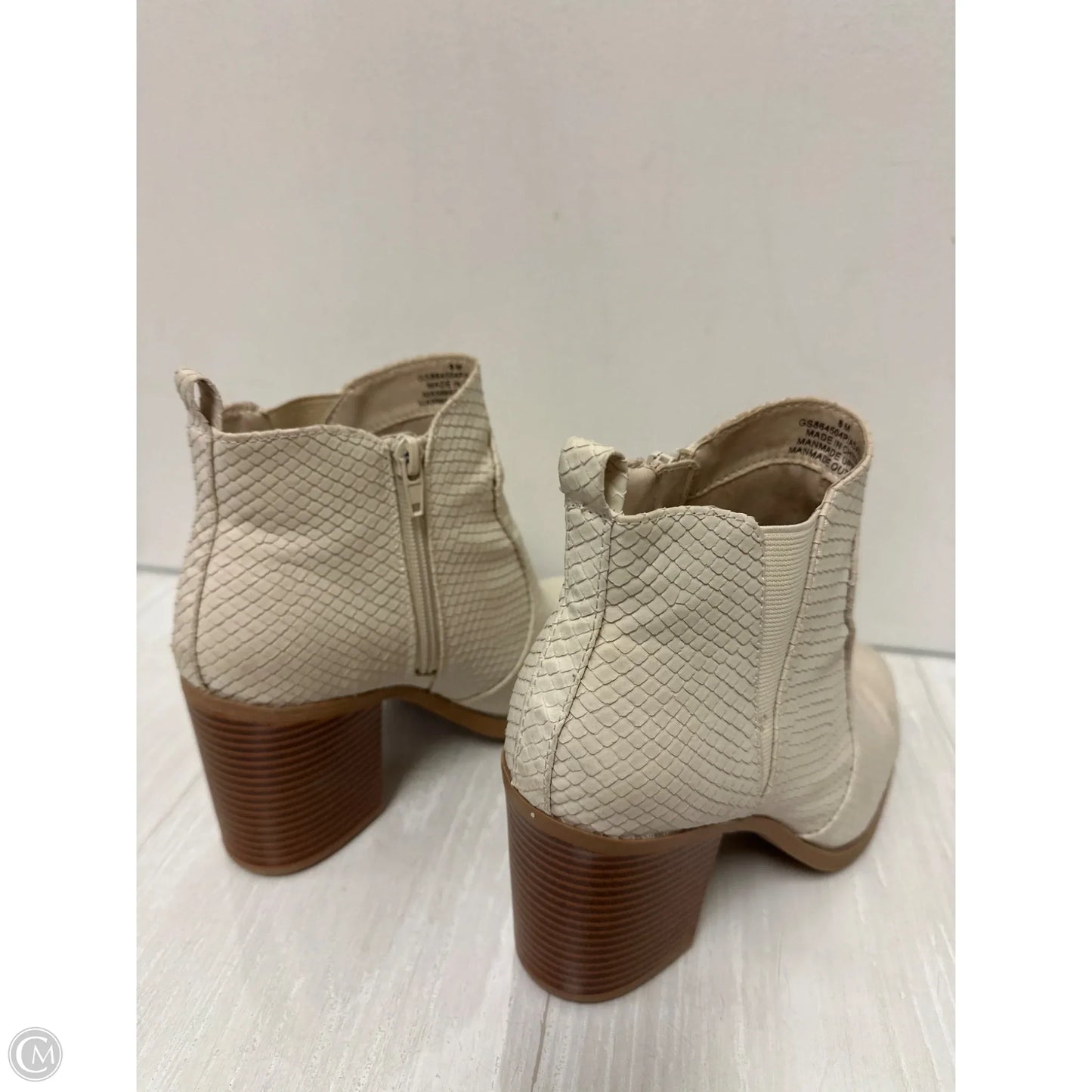 Boots Ankle Heels By Mia In Cream, Size: 8