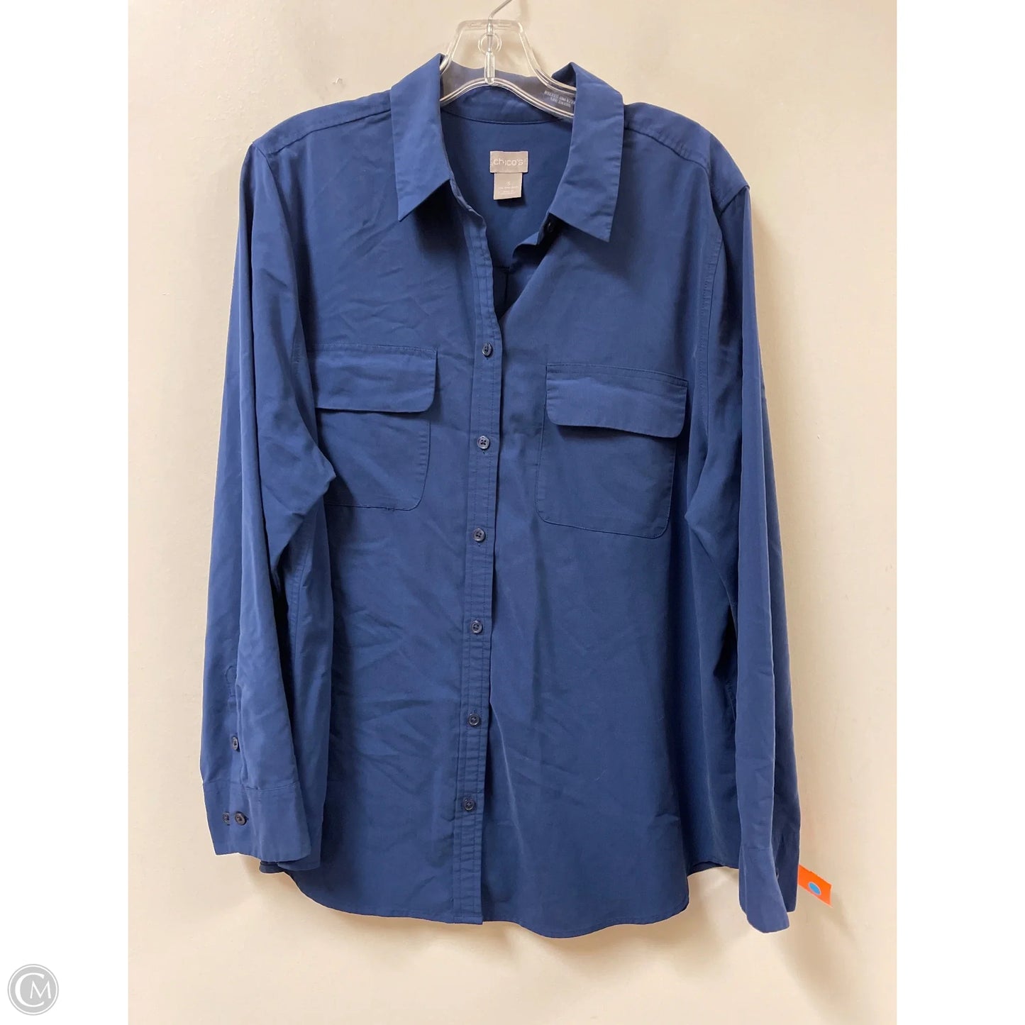 Blouse Long Sleeve By Chicos In Navy, Size: Xl