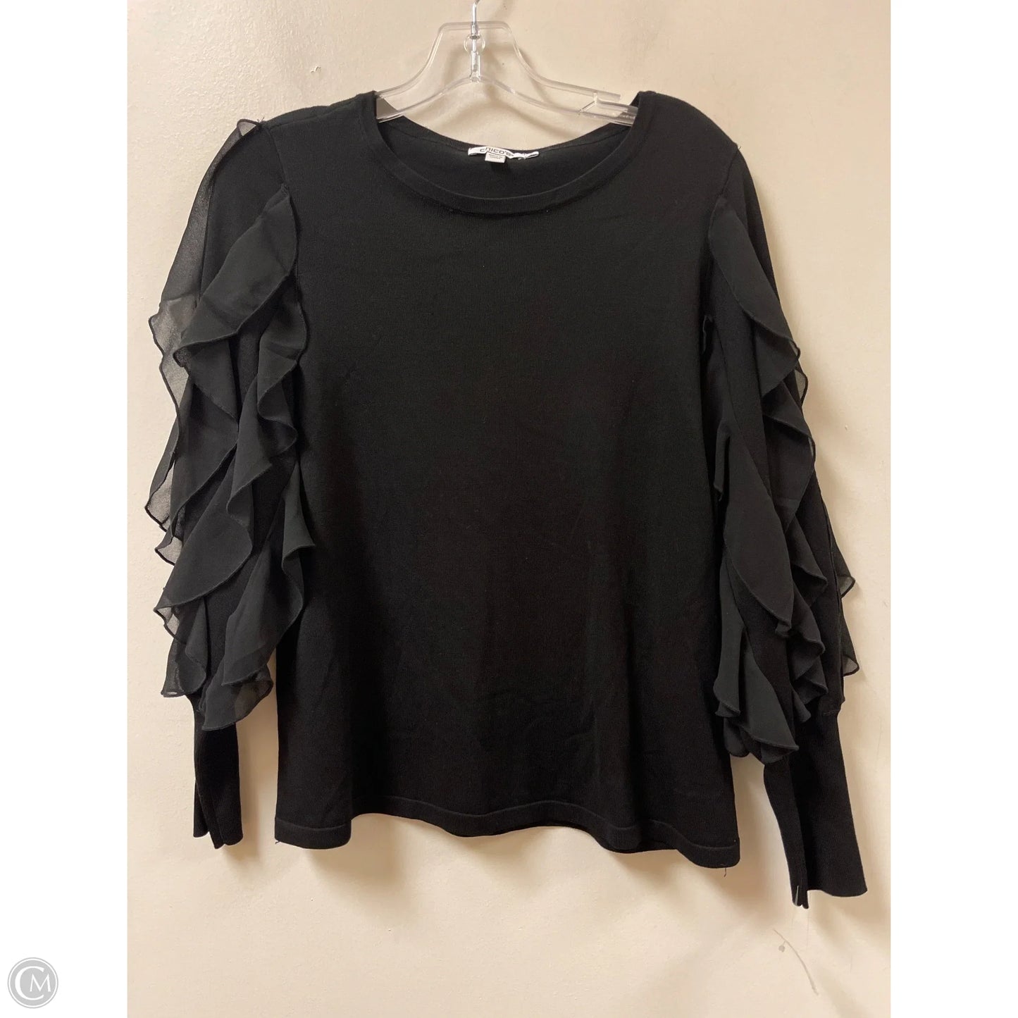 Top Long Sleeve By Chicos In Black, Size: M