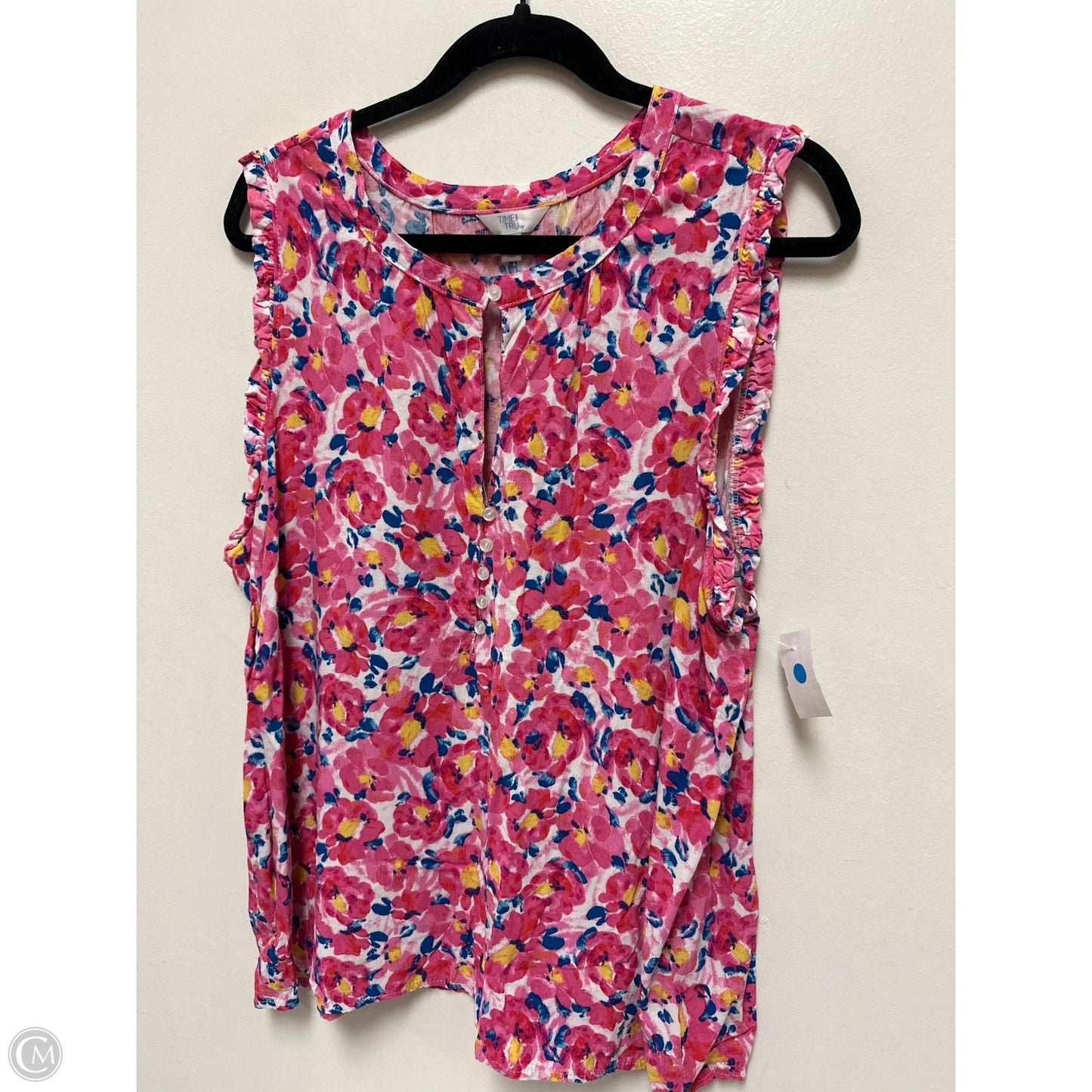 Top Short Sleeve By Time And Tru In Floral Print, Size: Xl