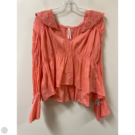 Top Long Sleeve By Anthropologie In Coral, Size: Xl