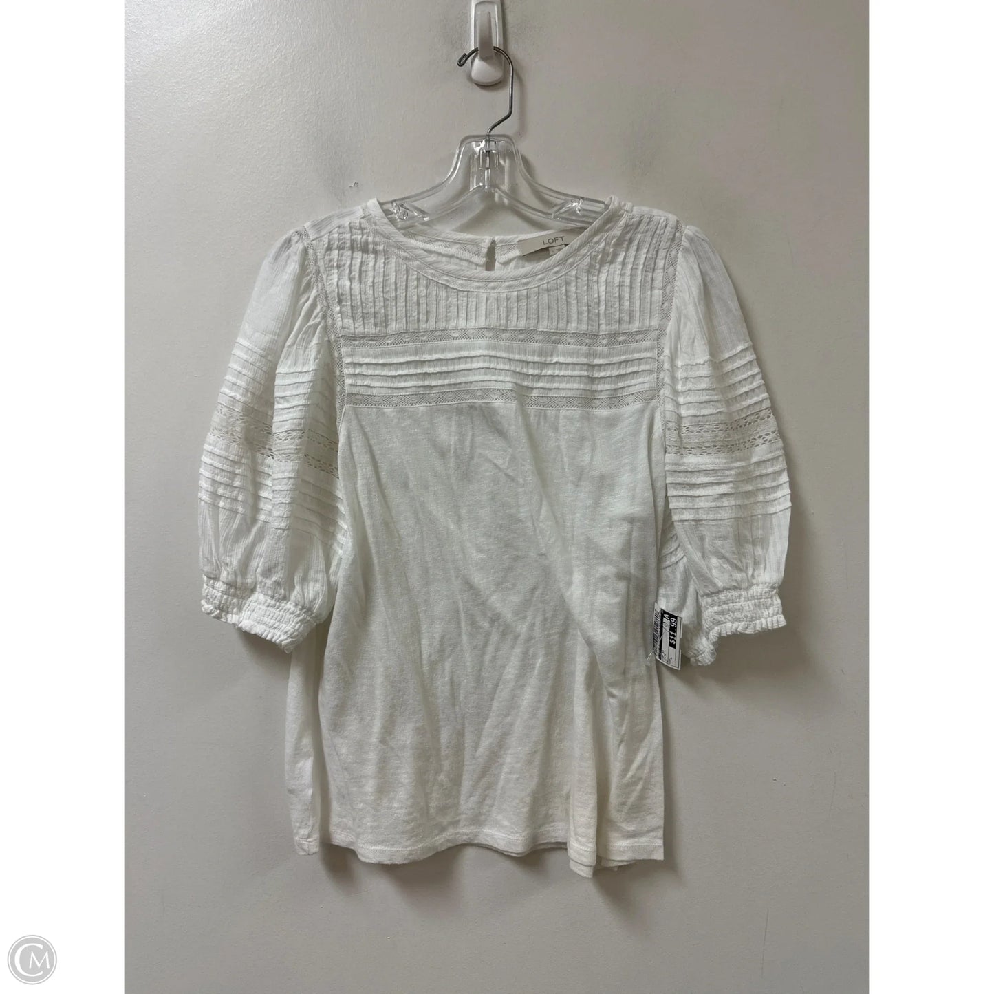 Top Short Sleeve By Loft In White, Size: L