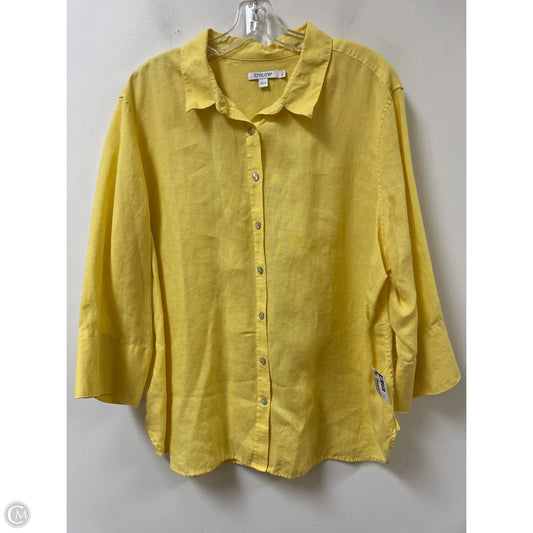Blouse Long Sleeve By Chicos In Yellow, Size: 1x