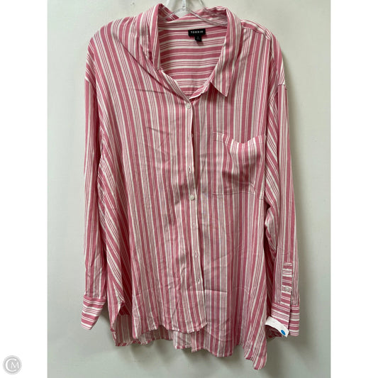 Blouse Long Sleeve By Torrid In Pink, Size: 2x