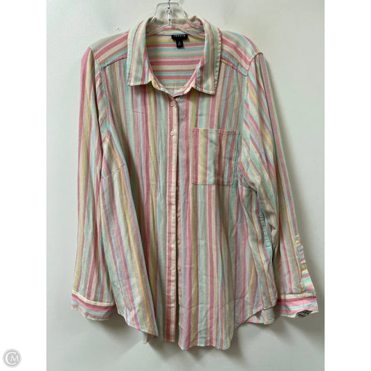 Blouse Long Sleeve By Torrid In Green & Pink, Size: 2x