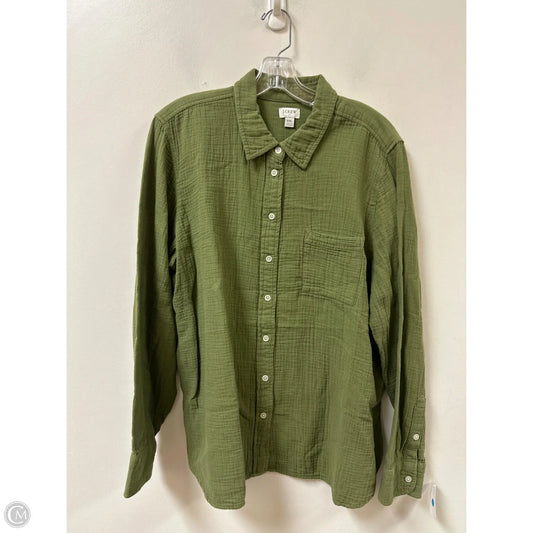 Blouse Long Sleeve By J. Crew In Green, Size: 1x