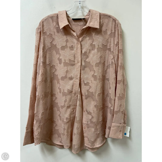 Blouse Long Sleeve By Rafaella In Pink, Size: L