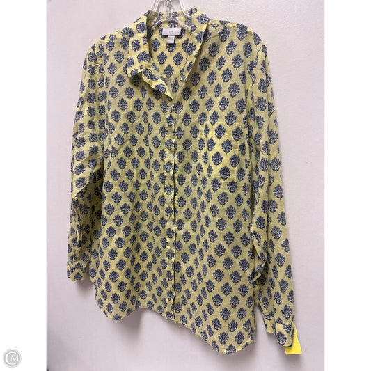Blouse Long Sleeve By J. Jill In Yellow, Size: L