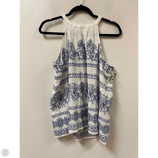 Top Sleeveless By Loft In Blue & White, Size: M