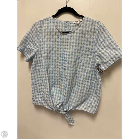 Top Short Sleeve By Madewell In Blue & White, Size: M